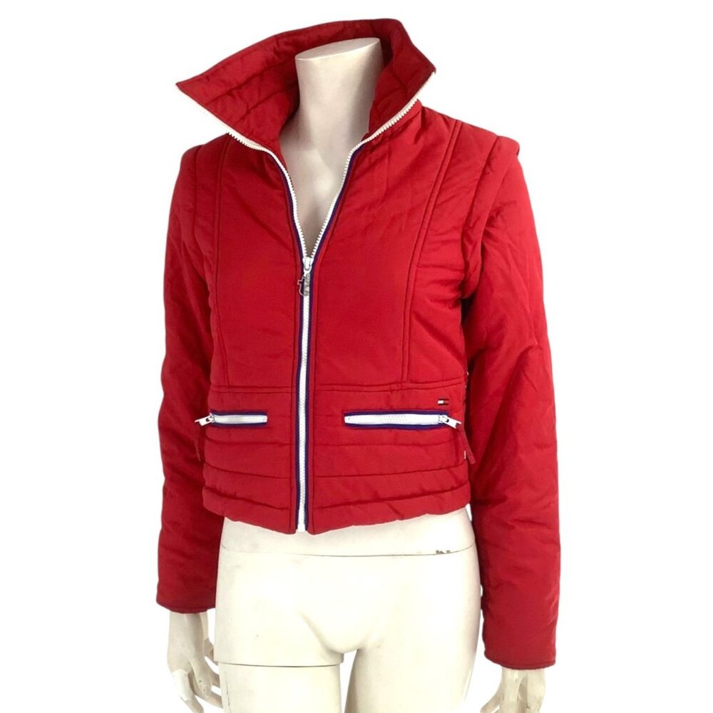Vintage TOMMY JEANS Quilted Convertible Puffer Jacket Vest M Y2K 00s 90s Coat
